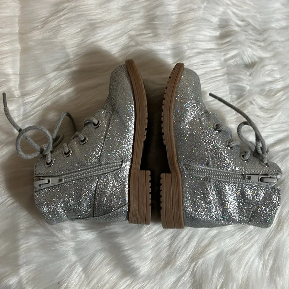 Mia Silver Glitter Lace Toddler Boots